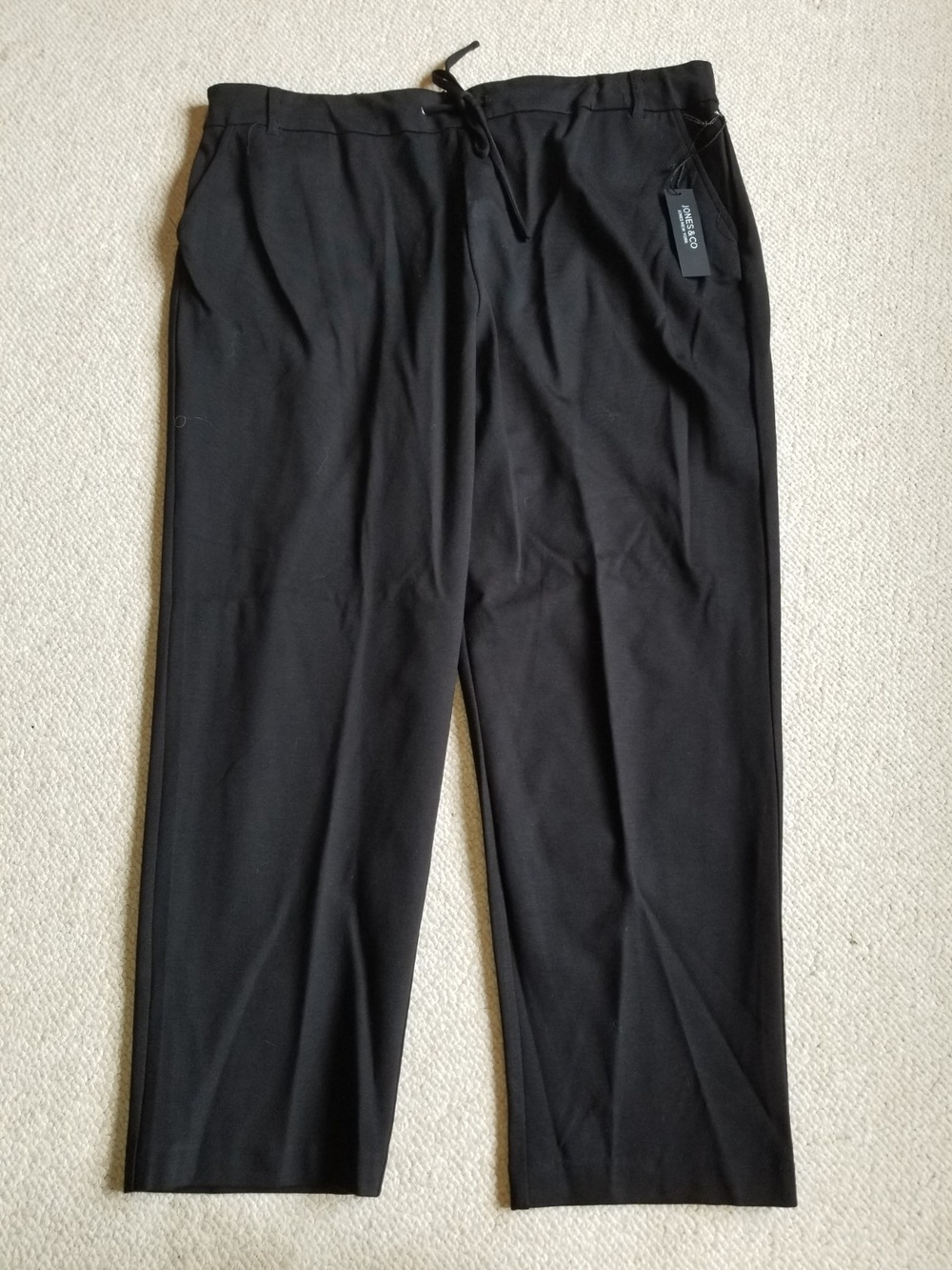NWT Womens Pants-JONES NEW YORK-black stretch "Slim Leg Jogger" pull-on-2X